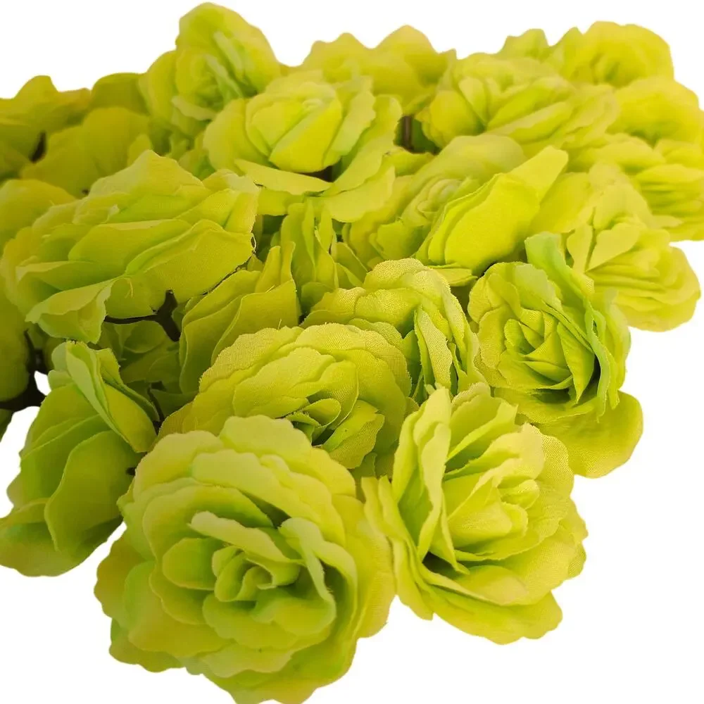 40 Lime Chartreuse Green Artificial Silk Rose Heads 3 Inch Wedding Craft Floral